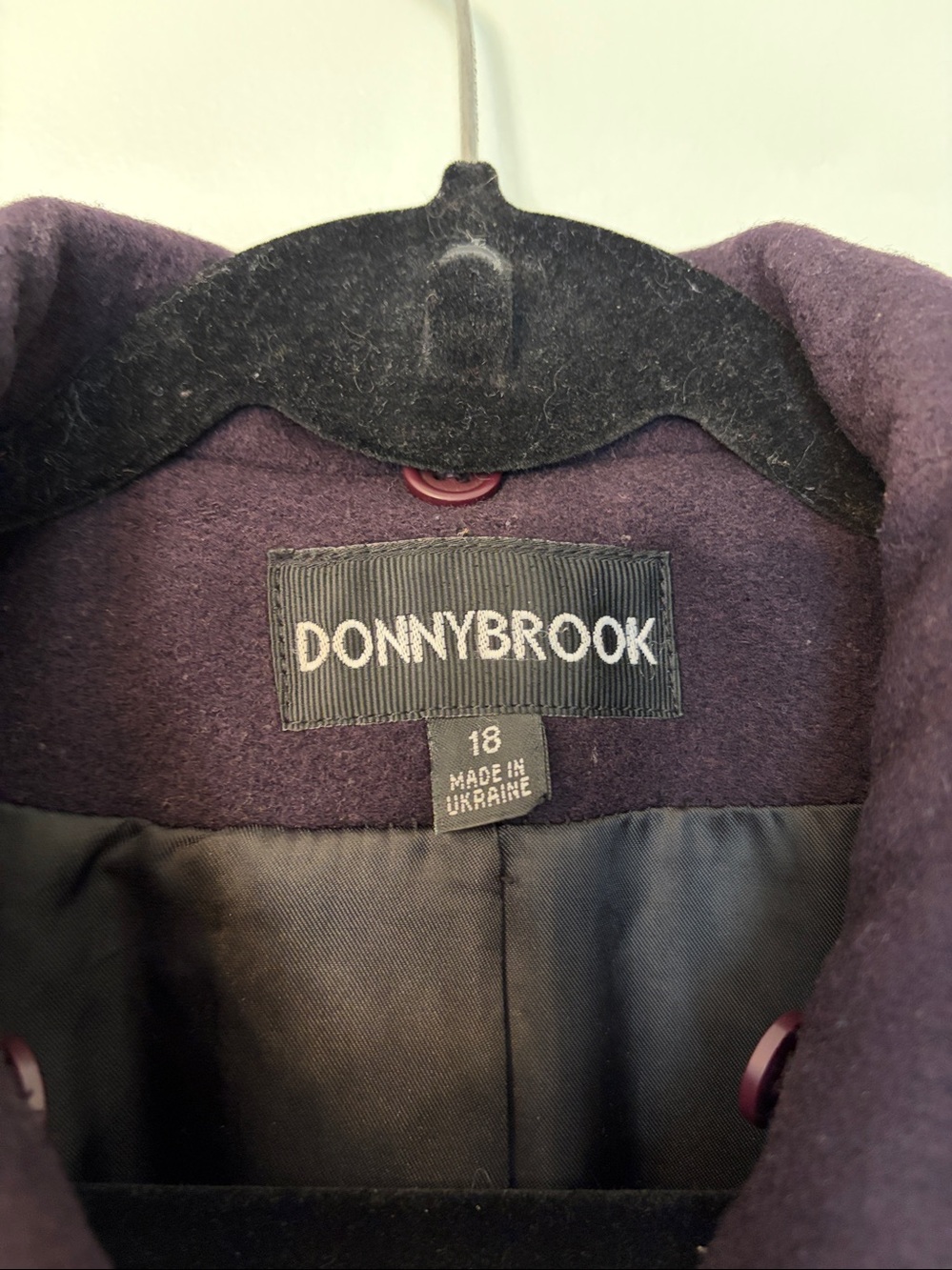 Donny Brook Vintage Purple/Eggplant Wool Long COAT Size 16 - Picture 2 of 9